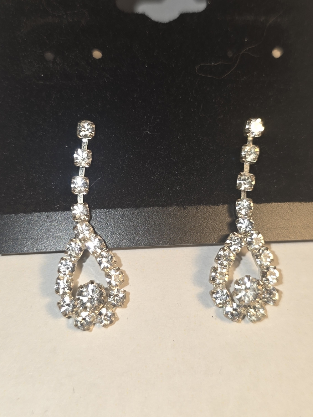 Rhinestone Teardrop Drop Earrings. Post Backs. Wedding Earrings.